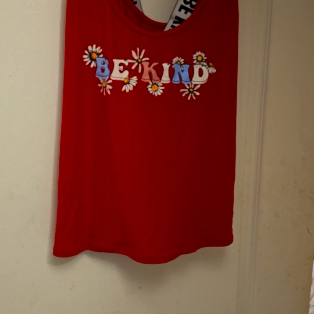 Women's red "be kind" tank top